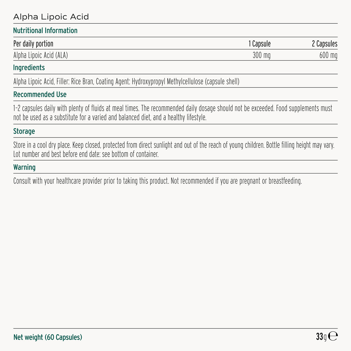 
                  
                    Alpha Lipoic Acid
                  
                